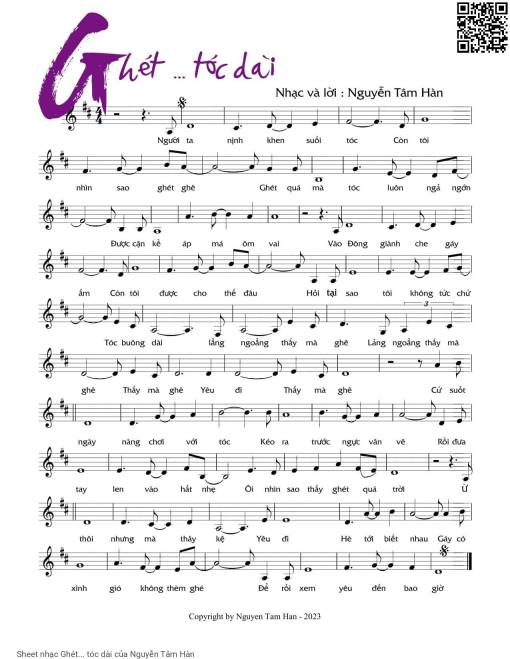 Sheet PDF of Ghét... tóc dài