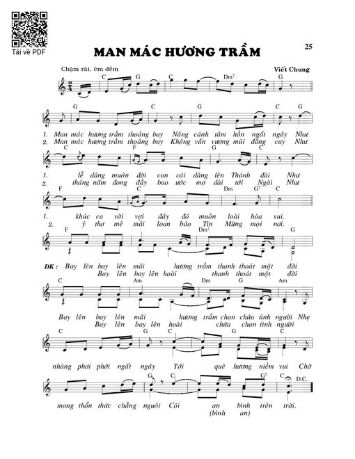 Sheet PDF of Man mác hương trầm