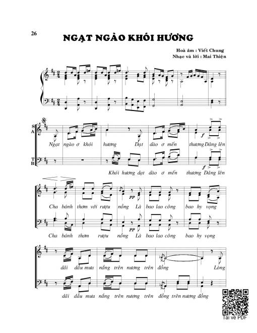 Sheet PDF of Ngạt ngào khói hương
