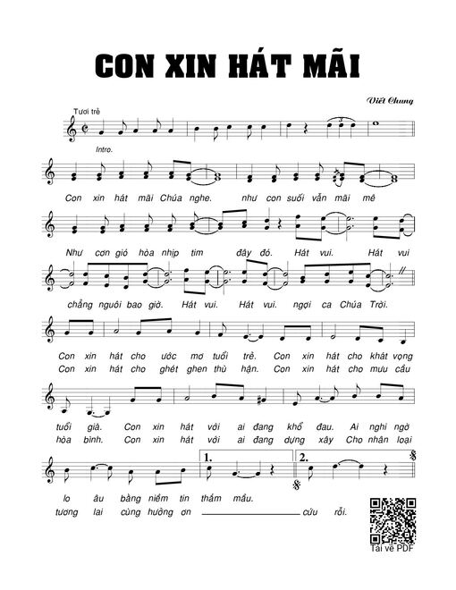 Sheet PDF of Con xin hát mãi