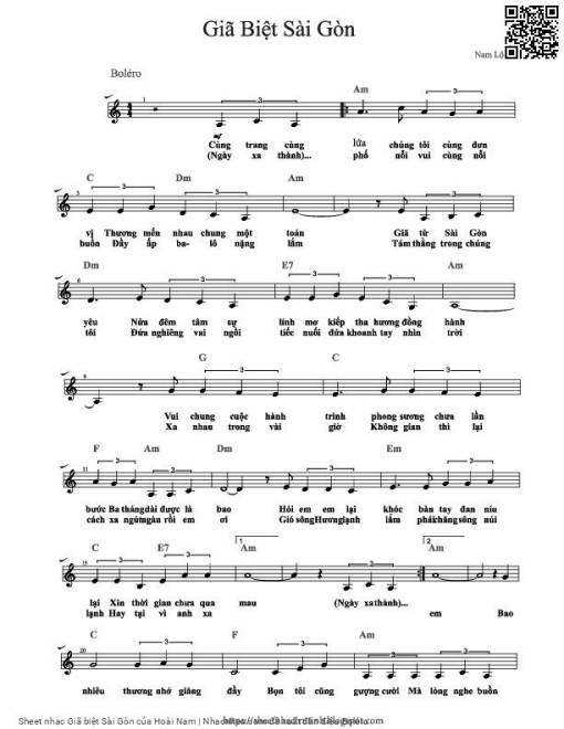 Sheet PDF of Giã biệt Sài Gòn