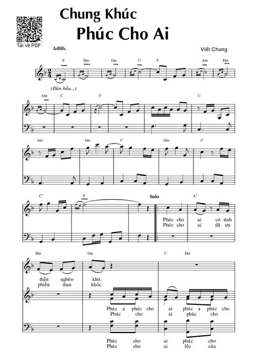 Sheet PDF of Chung khúc phúc cho ai