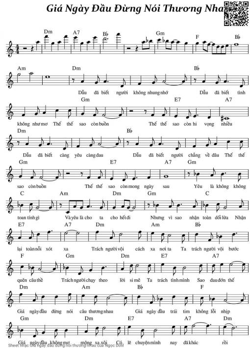 Sheet PDF of Giá ngày đầu đừng nói thương nhau