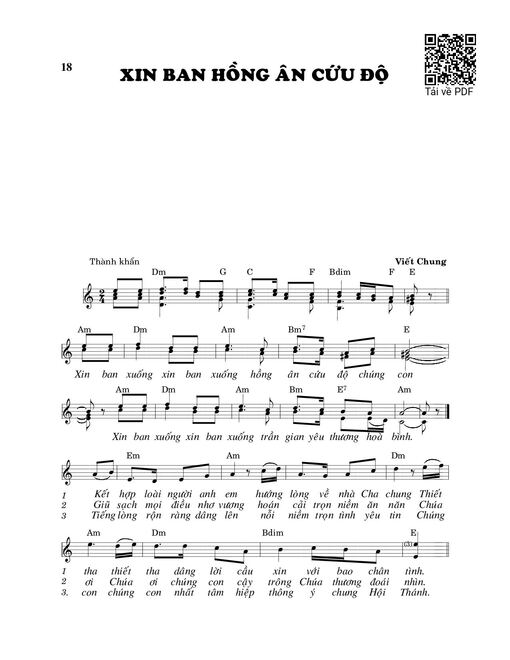 Sheet PDF of Xin ban hồng ân cứu độ