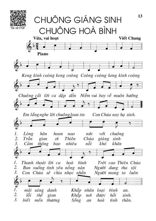 Sheet PDF of Chuông Giáng sinh chuông hòa bình