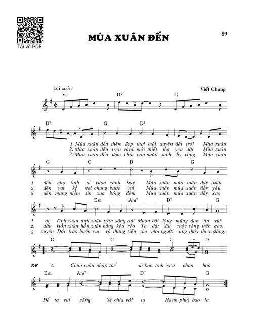 Sheet PDF of Mùa xuân đến