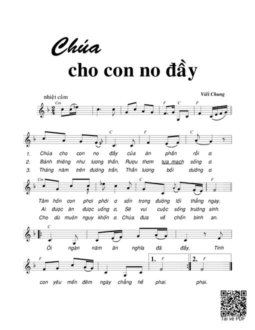 Sheet PDF of Chúa cho con no đầy