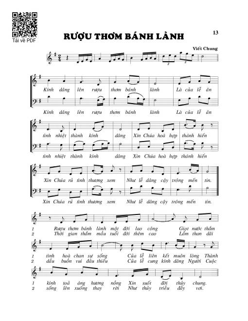 Sheet PDF of Rượu thơm bánh lành