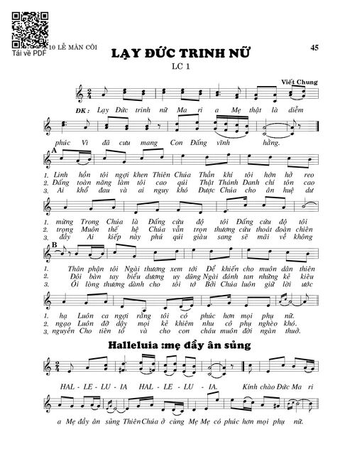 Sheet PDF of Lạy Đức Trinh Nữ