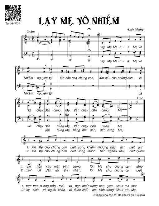 Sheet PDF of Lạy Mẹ Vô Nhiễm