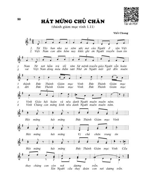 Sheet PDF of Hát mừng chủ chăn