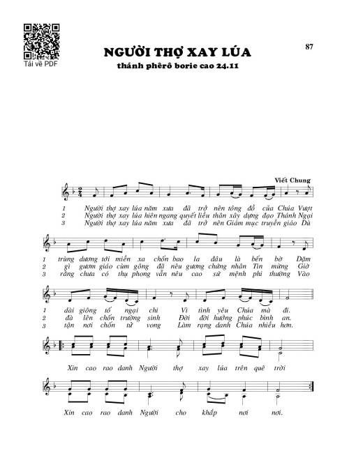 Sheet PDF of Người thợ xay lúa