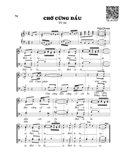 Sheet PDF of Chớ cứng đầu