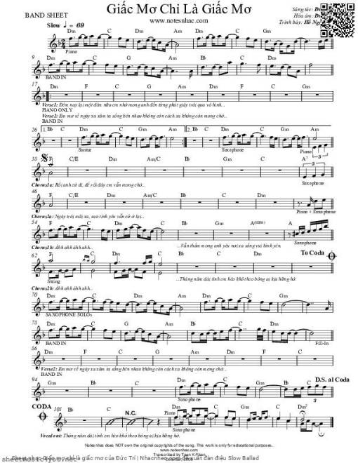 Sheet PDF of Giấc mơ chỉ là giấc mơ