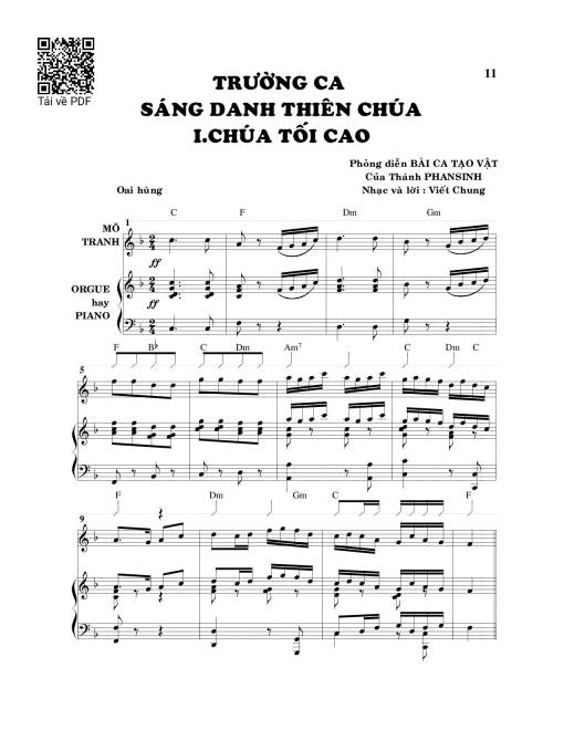 Sheet PDF of Trường ca sáng danh Thiên Chúa
