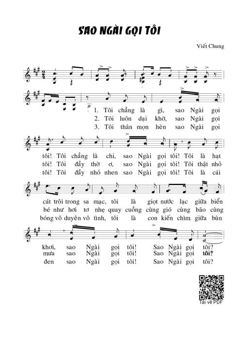 Sheet PDF of Sao Ngài gọi tôi