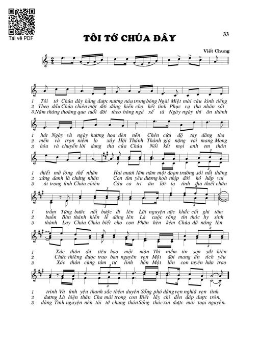 Sheet PDF of Tôi tớ Chúa đây