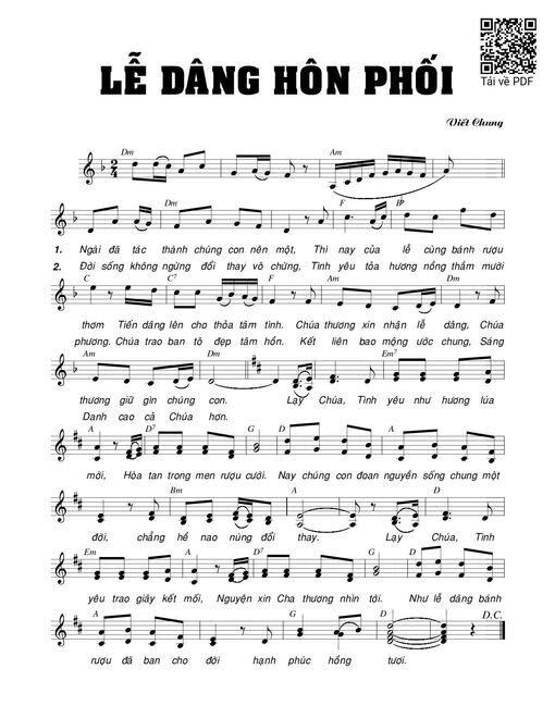 Sheet PDF of Lễ dâng hôn phối