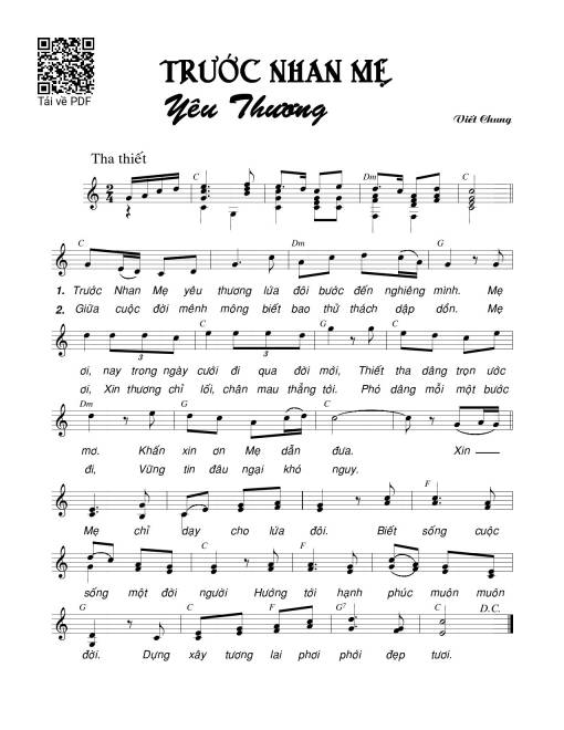 Sheet PDF of Trước nhan Mẹ yêu thương