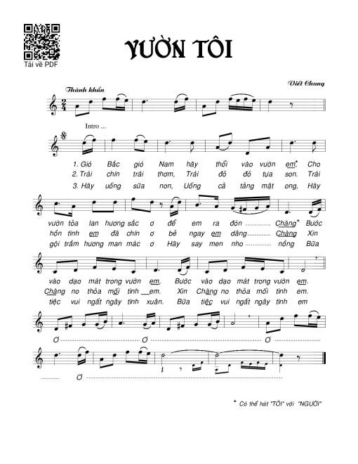 Sheet PDF of Vườn tôi - Viết Chung