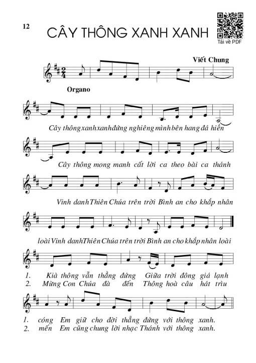 Sheet PDF of Cây thông xanh xanh