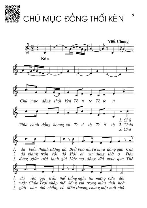 Sheet PDF of Chú mục đồng thổi kèn