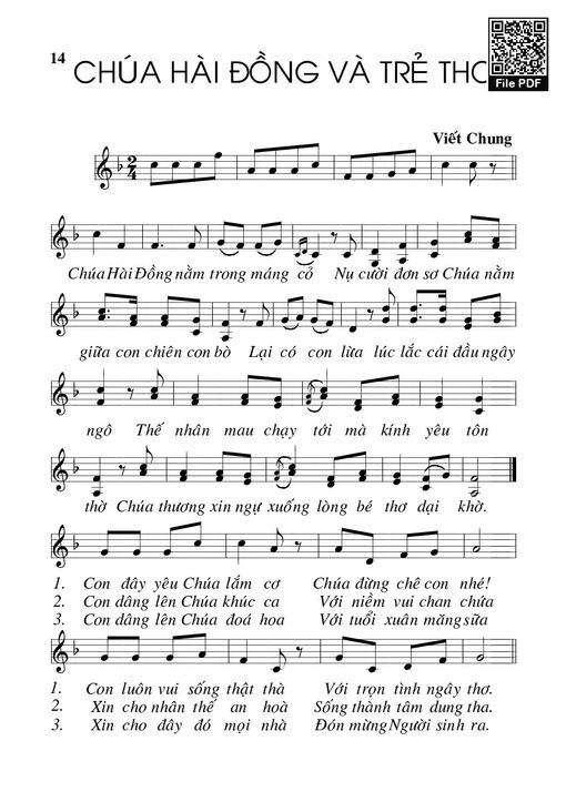 Sheet PDF of Chúa Hài Đồng và trẻ thơ