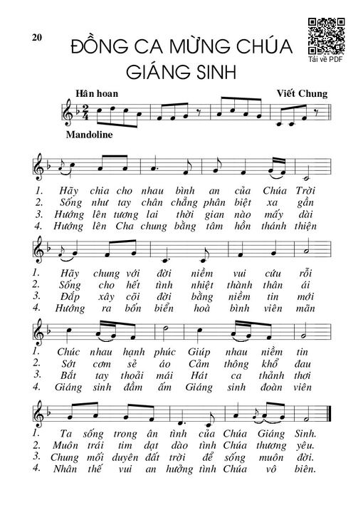 Sheet PDF of Đồng ca mừng Chúa Giáng Sinh
