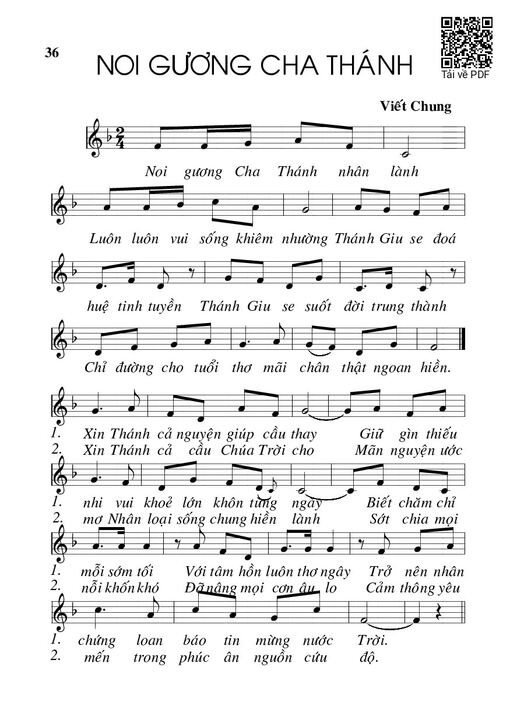 Sheet PDF of Noi gương Cha Thánh