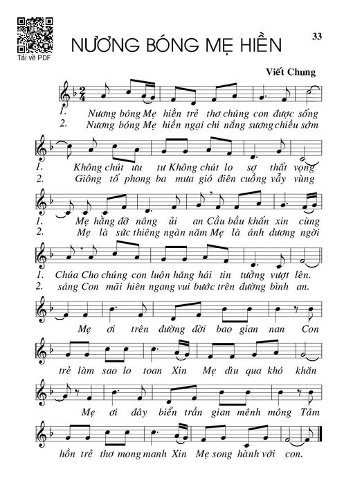 Sheet PDF of Nương bóng Mẹ hiền