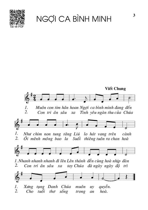 Sheet PDF of Ngợi ca bình minh