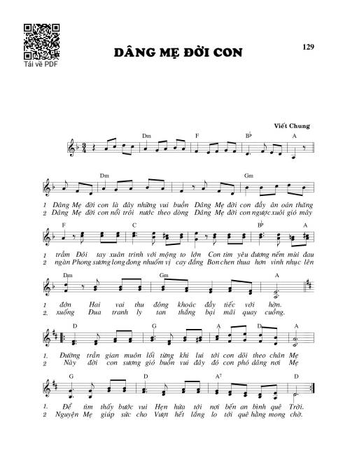 Sheet PDF of Dâng Mẹ đời con