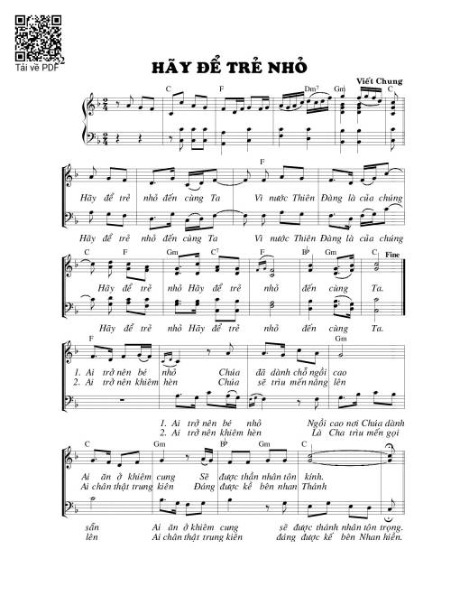 Sheet PDF of Hãy để trẻ nhỏ