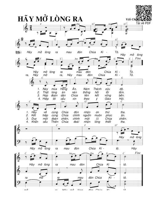 Sheet PDF of Hãy mở lòng