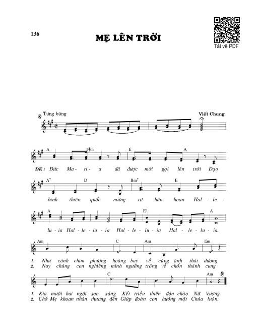 Sheet PDF of Mẹ lên trời