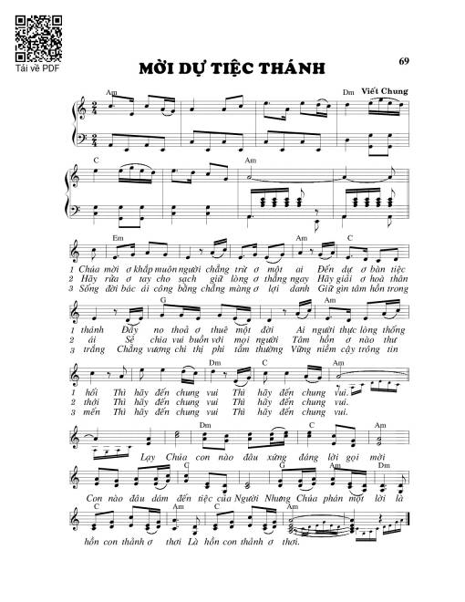 Sheet PDF of Mời dự tiệc thánh