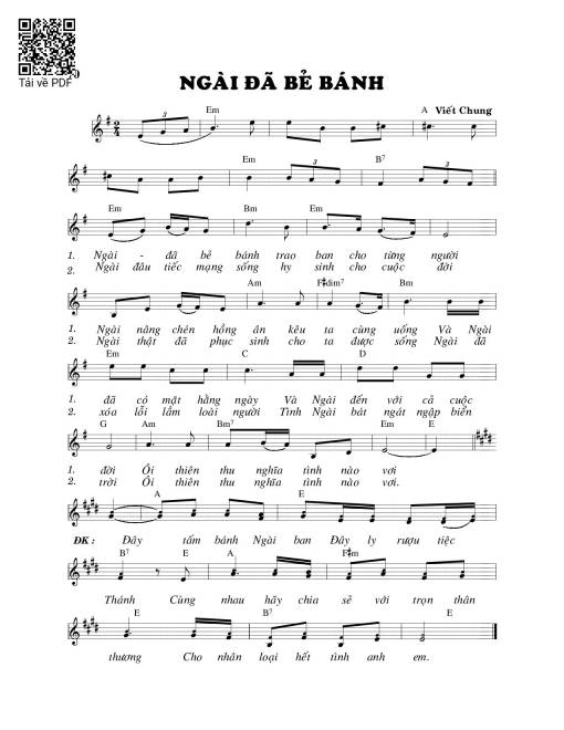 Sheet PDF of Ngài đã bẻ bánh