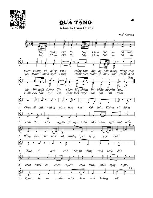 Sheet PDF of Quà tặng - Viết Chung