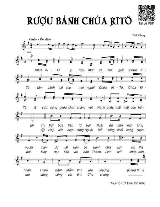 Sheet PDF of Rượu bánh Chúa Kitô