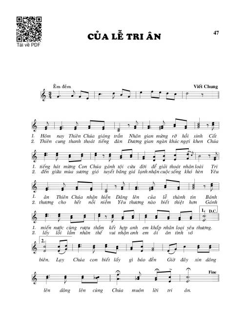 Sheet PDF of Của lễ tri ân