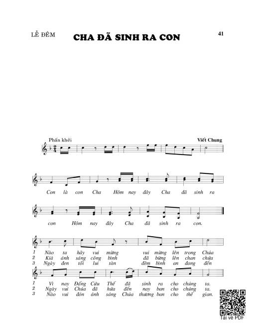 Sheet PDF of Cha đã sinh ra con