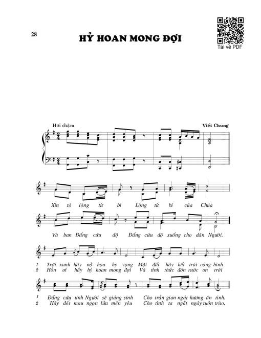 Sheet PDF of Hỷ hoan mong đợi