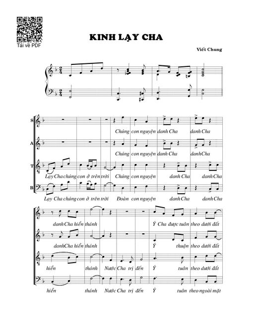 Sheet PDF of Kinh lạy Cha - Viết Chung