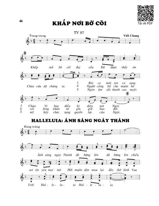 Sheet PDF of Khắp bờ cõi (Thánh Vịnh 97)
