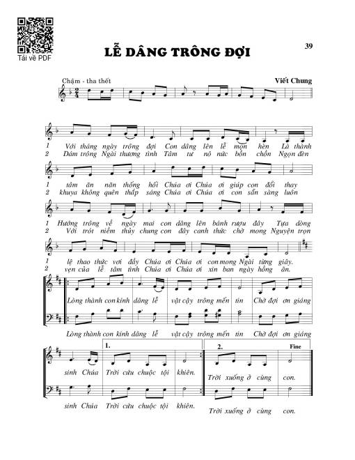 Sheet PDF of Lễ dâng trông đợi