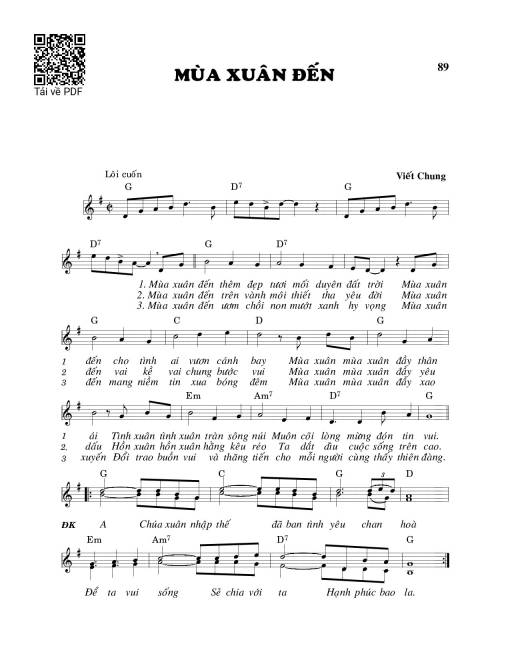 Sheet PDF of Mùa xuân đến