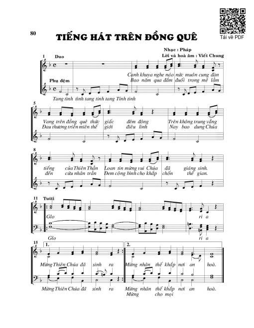 Sheet PDF of Tiếng hát trên đồng quê
