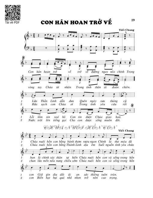 Sheet PDF of Con hân hoan trở về