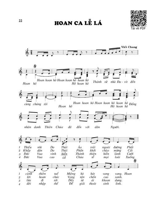 Sheet PDF of Hoan ca lễ lá