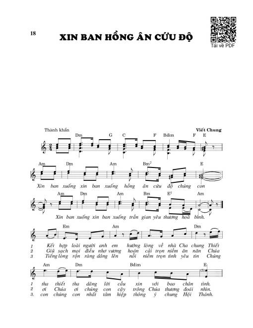 Sheet PDF of Xin ban hồng ân cứu độ